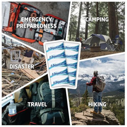 Aquatabs 49mg Water Purification Tablets (100 Pack). Water Filtration System for Hiking, Backpacking, Camping, Emergencies, Survival, and Home-Use. Easy to Use Treatment and Disinfection. - size: (49mg), style: 100 Tablets