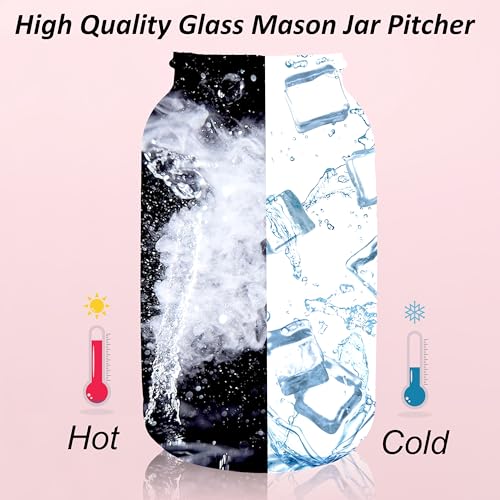 Mason Jar Pitcher Wide Mouth 32 OZ 2 Pack Glass Pitcher With Handle And Pour Spout Lid Airtight And Leakproof Water Jug With Flip Cap For Iced Coffee, Milk, Beverage, Lemonade, Iced Tea - color: 32 OZ 2PC