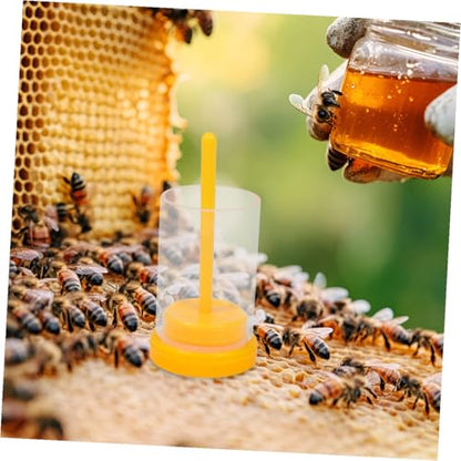 BESPORTBLE Bee Queen Marker Bottle Plunger Easy Use Marking Cage for Beekeeping Yellow Plastic Beekeeping Equipment for Identifying