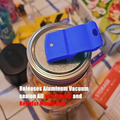 Mason Jar Opener Canning Tool,Canning Jar Opener, Releases Vacuum Seal on Wide Mouth and Regular Mouth Lids,Magnetic Jar Lid Lifter for Canning. Pickling and Home Food Storage (Dark Blue) - color: Dark Blue