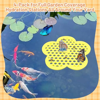 4 Pack Floating Bee Island- 7.7 Inch EVA Foam Floating Bee Watering Station for Garden- Bees Feeder Butterfly Waterer Bee Baths Pollinator, Outdoor Garden Decor