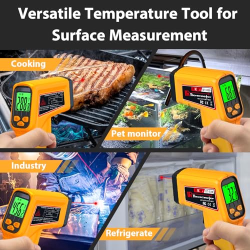 FKM Infrared Thermometer Gun Non-Contact Laser Temperature Gun -58°F~986°F | (-50°C~530°C) Adjustable Emissivity,Digital Thermometer Gun for Cooking,Oven,Griddle,Automotive,HVAC,Industrial,Not for Human - style: -58°F~986°F (-50°C~530°C)
