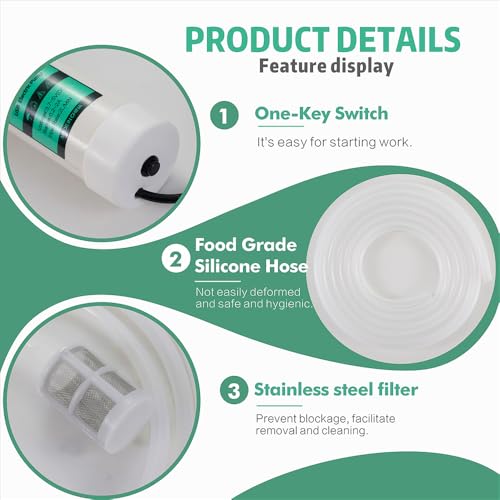 Portable USB Electric 5V Auto Siphon Self-Priming Pump for Home Brewing Wine/Beer/Kombucha, Water Transfer Pump with 6.5FT Food Grade Hose,2L/min,Low Noise