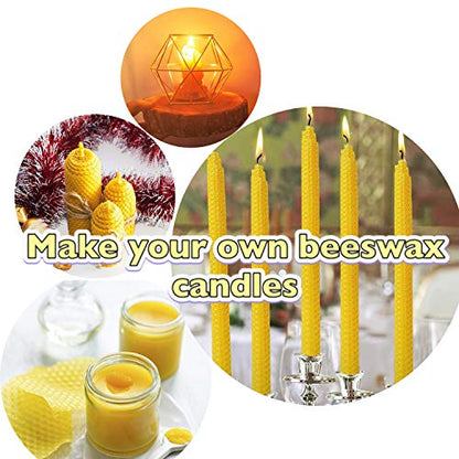 Varybeaty Natural Beeswax Foundation Sheets for Beehives - 30 Pack Pure Honeycomb Wax Frames for Bee Keeping, Candle Making & Crafts - 16.34" x 7.68" with Protective Paper Separators