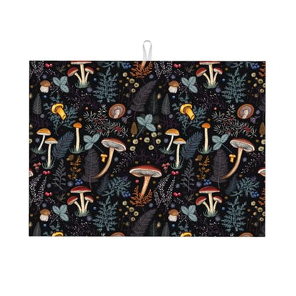 Mushroom Dish Drying Mat For Kitchen Microfiber Drying Mats Absorbent Reversible Dish Pad Draining Mats For Countertop Coffee Mats 18x24 Inch - color: Mushroom2