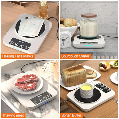 Electric Sourdough Starter Warmer, Upgrade Warming Heating Pad Mat for Sour Dough Starter, Sourdough Heater Proofing Tool for Home Baking with Thermostat Control, Timing, Memory Function (White) - color: White