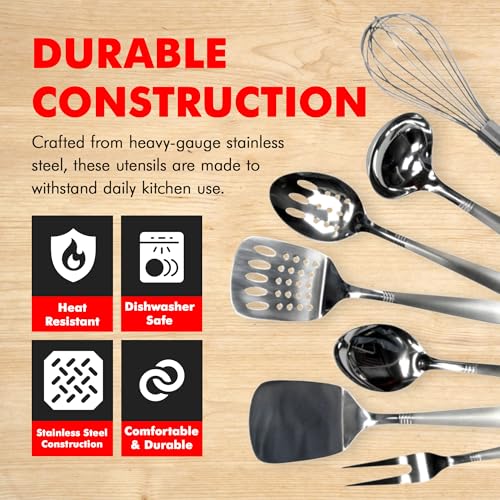 Chef Craft - 8 Piece Stainless Steel Kitchen Utensils Set with Utensil Holder - style: 8 Piece Set with Holder
