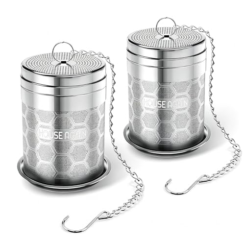 House Again 2 Pack Large Tea Infusers, Extra Fine Mesh Tea Strainers for Loose Tea, Slim Lid & 304 Stainless Steel, Filter Bags Diffusers, Loose Leaf Tea Steeper for Brew Tea Spices & Seasonings - color: Hexagon, size: Medium-2Pack