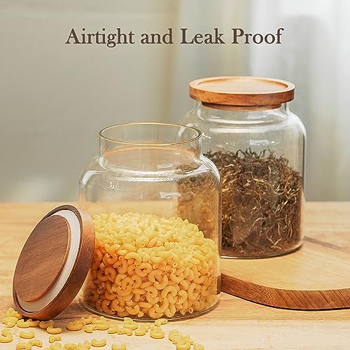 Labina Glass Storage Container Airtight Food Jars Kitchen Canister with Wood Lids, 60 Oz Wide Mouth Pantry Organization Glass Jar for Flour, Sugar, Cookie, Spagetti, Nuts and Candy - size: B3: 60 Oz 1 pcs