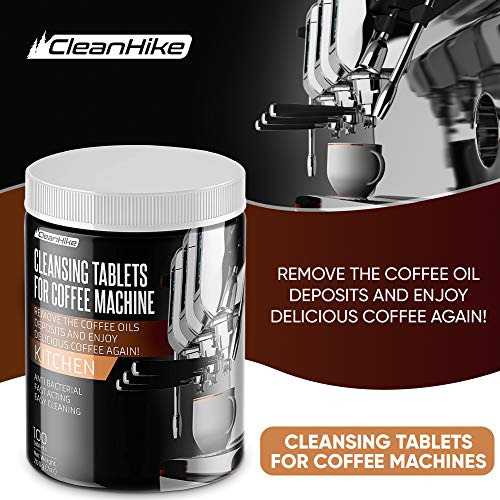 CleanHike Espresso Machine Cleaning Tablets - (100 Tablets) For Jura, Miele, and Universal Coffee Machine for All Brands - Professional Coffee Grease and Residue Cleaner for Baristas (1)