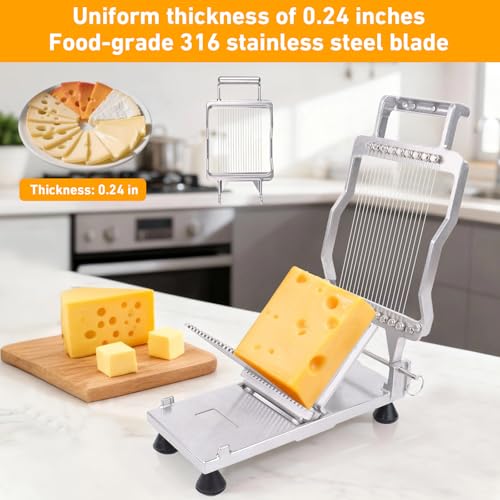 Commercial Cheese Slicer With Wire 6mm Cheese Cutter Butter Cutting Board Machine Aluminum Alloy Commercial Cheese Slicer with 316 Stainless Steel Wire Kitchen Cooking Baking Tool - size: 0.24"