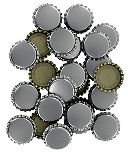144 Oxygen Absorbing Beer Bottle Caps, 26mm US Standard Size Pry Off Silver Crown Caps for Homebrew, PVC Free Caps for Beer Bottles (Pack of 2)