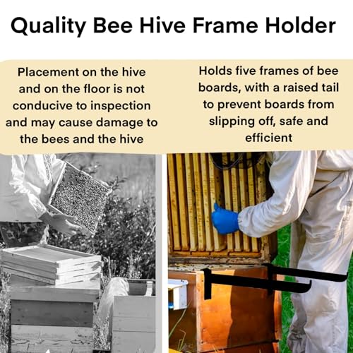 2 Sets Beehive Frame Holder with Beehive Frame Gripper, Metal Bee Hive Stand, Adjustable Metal Hive Stand for Beekeeper