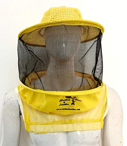 CLOTHES & LEATHER GEAR Three Layer Ventilated Beekeeping Veil in Round (Yellow, 3 Layer HAT) - color: Yellow