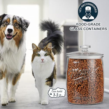 1 Gallon Glass Cookie Jar with Airtight Lid, Wide Mouth Mason Jar for Pantry & Laundry Room Organization, Large Apothecary Jars for Sugar, Candy, Rice, Dog Treat & Food Storage Jar– Set of 1