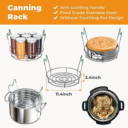 Pisol Canning Supplies Starter Kit, 7 Piece Canning Tools Set with Stainless Steel Rack, Wide Mouth Funnel, Kitchen Tongs, Jar Lifter, Magnetic Lid Lifter, jar Wrench, Bubble Popper - color: Green