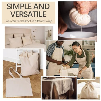 5 Yards 100% Cotton Unbleached Muslin Fabric, 63 Inch X 5 Yards by The Yard, Medium & Light Weight Draping Fabrics Suitable for Sewing, Embroidery, Garments, Apparel Cloth and Crafts Material-Natural