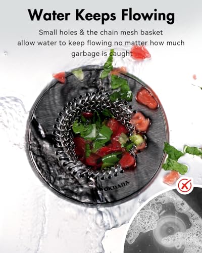Wokdada Black Kitchen Sink Strainer, Flippable Mesh Sink Drain Strainer, 304 Stainless Steel Sink Screen, Easy Clean Large Basket Strainer, Garbage Disposal Cover Fit for Standard Kitchen Drain - color: Black