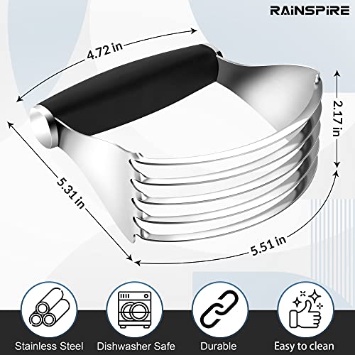 Rainspire XL Pastry Cutter For Baking, Heavy Duty Pastry Blender Stainless Steel, Thick Sharp Blades Dough Blender, Dough Cutter Butter Cutter Pastry for Easy Mixing, Dishwasher Safe (Black) - color: Black
