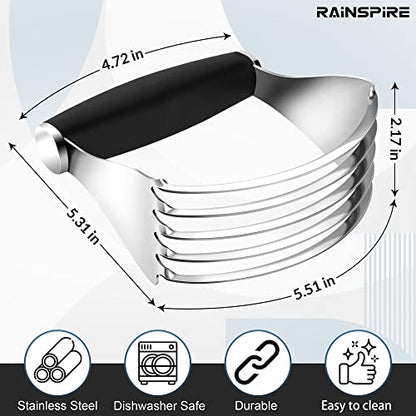 Rainspire XL Pastry Cutter For Baking, Heavy Duty Pastry Blender Stainless Steel, Thick Sharp Blades Dough Blender, Dough Cutter Butter Cutter Pastry for Easy Mixing, Dishwasher Safe (Black) - color: Black