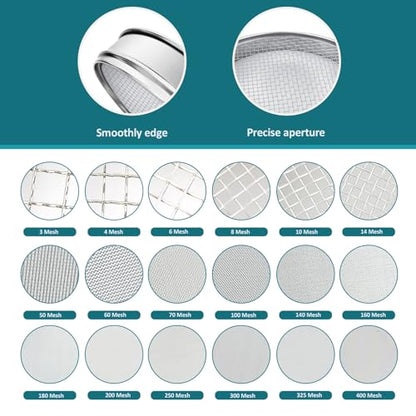304 Stainless Steel Mesh Lab Sieve, 8 Mesh (2.5mm) Aperture Test Sieve, 7.9Inch(20cm) Diameter Economy Standard Analysis Sample Test Sieves for Industrial Laboratory Homes - size: 8Mesh(2.5mm)/Ф7.9in