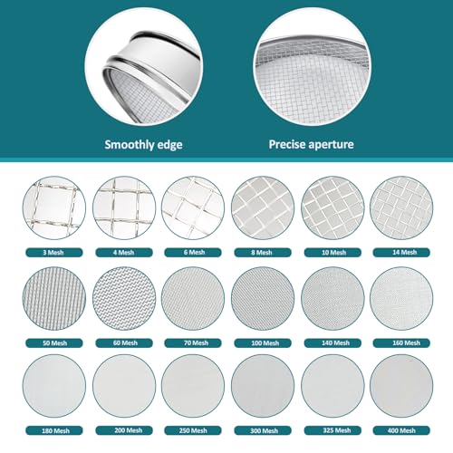 304 Stainless Steel Mesh Lab Sieve, 8 Mesh (2.5mm) Aperture Test Sieve, 7.9Inch(20cm) Diameter Economy Standard Analysis Sample Test Sieves for Industrial Laboratory Homes - size: 8Mesh(2.5mm)/Ф7.9in