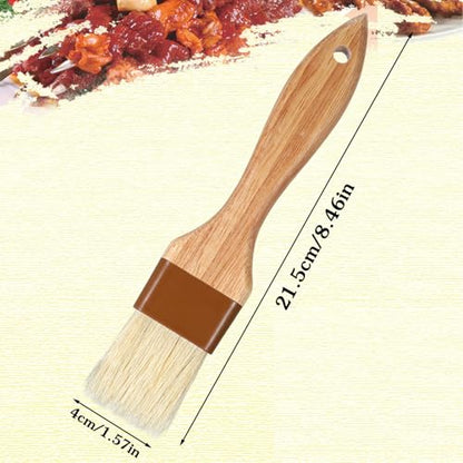 Molain 2 Pack Natural Boar Bristle Pastry Basting Brush, 1.5 Inch Non-Shedding Heat Resistant Cooking Brush for Butter Egg Wash Oil Sauce Baking with Wooden Handle