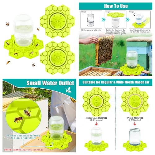Bee Feeder for Mason Jar – Silicone Bee Watering Station for Garden, Compatible with Regular Mouth Mason Jars(2 Pack)(Yellow) - color: Yellow