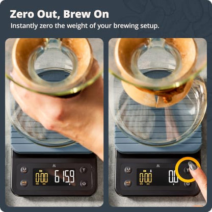 Greater Goods Coffee Scale with Timer, 0.1g Precision Digital Espresso & Pour Over Scale for Chemex, V60, Drip & Matcha Weighing, Waterproof Silicone Cover, 6.6lb Barista Brew Capacity (Stone Blue) - color: Stone Blue