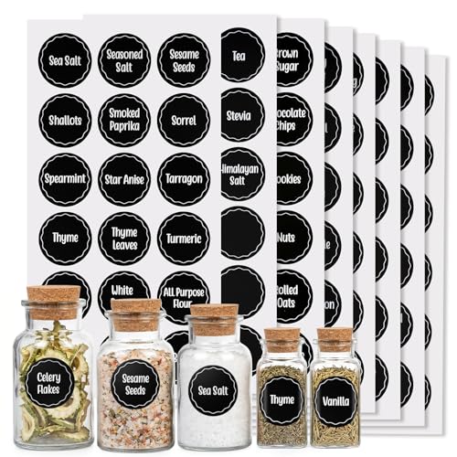 Aixoom 144PCS Spice Labels Stickers for Spice Rack, Preprinted Black Handwritten Words, 1.5in Round Labels for Spice Organize Storage Jars Boxes Bottles - color: Spice Label-black