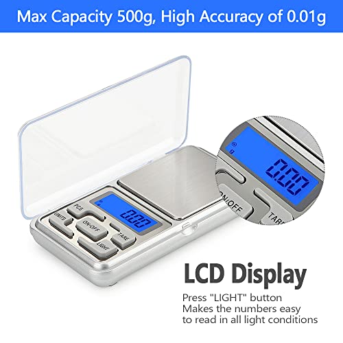 Digital Pocket Scale, 500g Capacity High Precision Balance of 0.01g, Mini Electronic Grams Reloading Weight Scale, Food Scale, Jewelry Gem Scale, Kitchen Scale - style: 1pcs