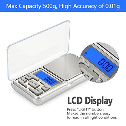 Digital Pocket Scale, 500g Capacity High Precision Balance of 0.01g, Mini Electronic Grams Reloading Weight Scale, Food Scale, Jewelry Gem Scale, Kitchen Scale - style: 1pcs