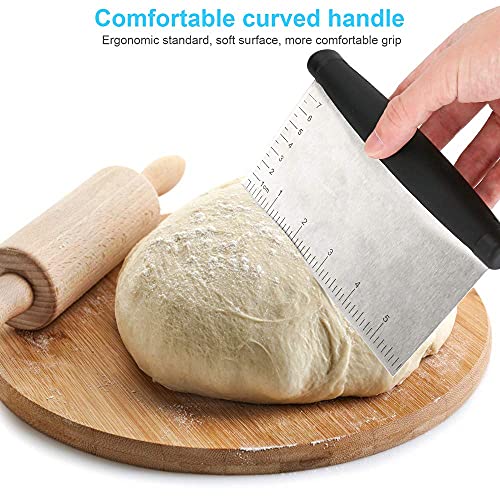 UUBAAR Bench Scraper & Chopper - 6 Inch Stainless Steel Dough Cutter with Contoured Grip, Multi-Purpose Kitchen Tool for Baking Cooking, Food Scraper Chopper & Pastry Knife