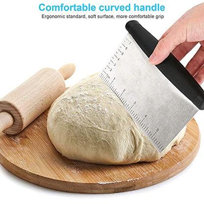 UUBAAR Bench Scraper & Chopper - 6 Inch Stainless Steel Dough Cutter with Contoured Grip, Multi-Purpose Kitchen Tool for Baking Cooking, Food Scraper Chopper & Pastry Knife