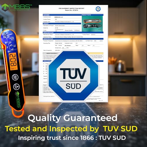 Instant Read Meat Thermometer for Cooking | Waterproof IP67 & Ultra Fast | Digital Food Thermometer for Grill, Kitchen, BBQ Smoker,(∘C/∘F Switchable) - color: Orange