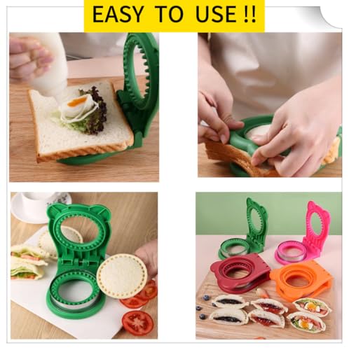 CHICHAUS Uncrustable Sandwich Maker,Sandwiches Pocket Circle Shape 3.7Inch Sandwich Cutter and Sealer,Sandwich Cutter for Kids Breakfast and lunchboxes (Green) - color: Green