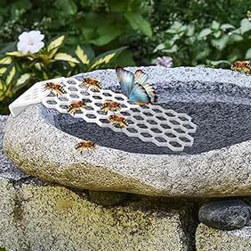 Floating Bee Ladder, Beehive-Shaped Floating Drinker, Outdoor Bee Watering Station, for Pool Courtyard Garden Pond Patio Lawn Porch Pathway Balcony - color: White