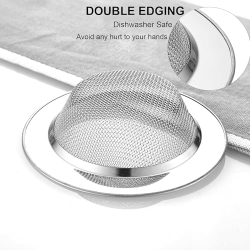 LASSHSWA 2 PCS Kitchen Sink Strainer Stainless Steel, Kitchen Sink Drain Strainer， Sink Strainers with Large Wide Rim 4.5" Diameter for Kitchen Sinks - style: 2 PACK