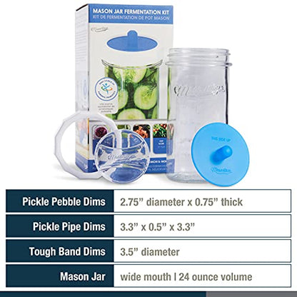Masontops Fermentation Jar Starter Set, Easy Vegetable Fermentation Kit, Includes Mason Jar, Pickle Kit with Fermentation Lids & Fermentation Weight - size: Wide Mouth With Jar