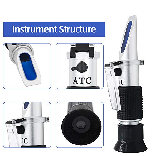 Wine Refractometer for Testing Grape Wine Brewing, Wine Making, Measuring Sugar Content in Original Grape Juice, Predicting The Wine Alcohol Degree, Dual Scale of 0-40% Brix & 0-25% vol Alcohol