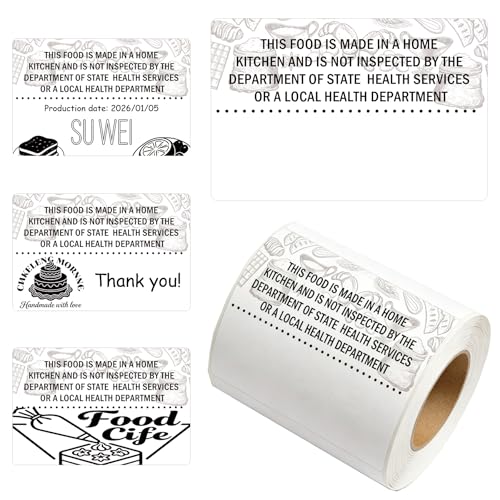 2 x 3 inch Cottage Food Law Thermal Sticker Labels 500 Pcs Customizable Printable Address Label for Business Cup Name Tags Made in Home Kitchen Canning Jar (2 * 3 inch Thermal White) - color: Thermal White