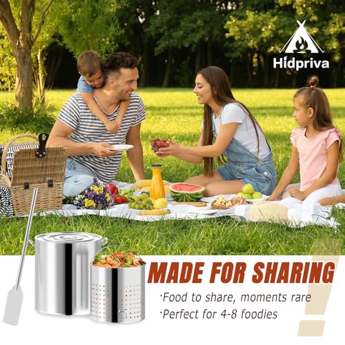 60QT Seafood Boil Pot with Detachable Stirring Paddle, Stainless Steel Stock Pot, Crawfish Boiler with Basket, Lid & Lifting Hook, Perfect for Outdoor Crab, Lobster & Shrimp Boils - style: 60QT+Mixing Paddle