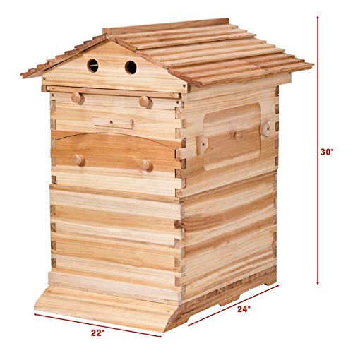 Auto Beehive Frame Comb - 7Pcs Automatic Wooden Beehive House, Auto Honey Hive Beehive Frames, Beekeeping Wooden House Beehive Boxes, Beehives and Supplies Starter Kit for Beekeepers