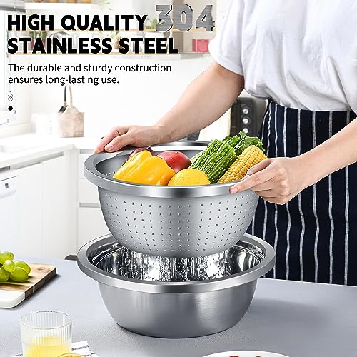 Gulex Colander Stainless Steel 4-quart with Bowls,Strainer for Kitchen(2PC) - color: Black, size: 4QT