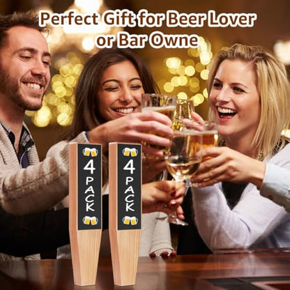 4 PCS Wooden Beer Tap Handle 3/8''-16 UNC Thread Keg Tap Handle Chalkboard BarTap Handle for Kegerator Beer Faucet With 4 PCS Pen, Gift for Home Brewing - size: 4PCS-Beech Wood Handles