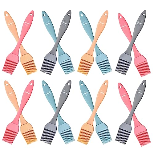 16 Pcs Silicone Basting Pastry Brush - Cooking Brush for Oil Sauce Butter Marinades, Food Brushes for BBQ Grill Kitchen Baking, Baster Brushes Baste Pastries Cakes Meat Desserts
