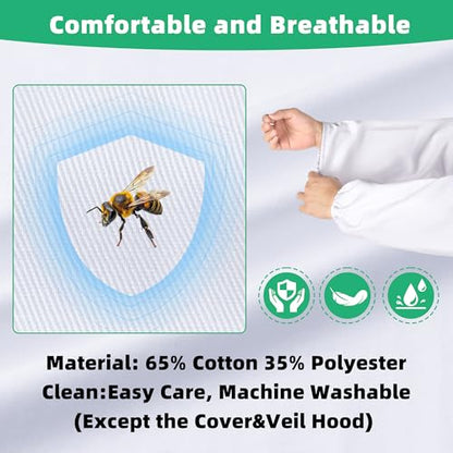 Bee Suits Bee keeper Suit for Men Women Sting Proof Beekeeper with Glove &Ventilated Hood Bee Keeping Starter kit & Beekeeping Supplies - size: Adult-XL
