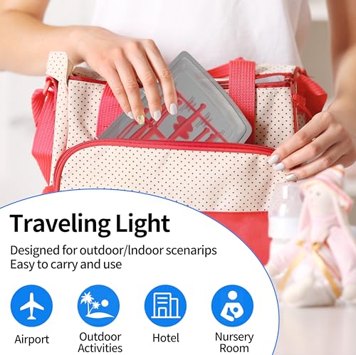 Travel Baby Bottle Drying Rack with Bottle Brush,Nipple Brush,Straw Cleaner Brush,Organizer Case, Compact Size with Large Capacity for Working Mom, Visit Families, Friends or Camping with Baby