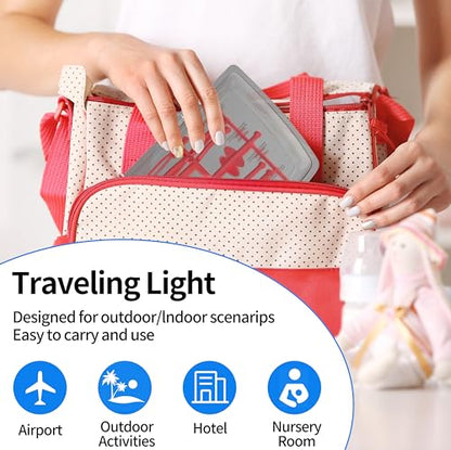 Travel Baby Bottle Drying Rack with Bottle Brush,Nipple Brush,Straw Cleaner Brush,Organizer Case, Compact Size with Large Capacity for Working Mom, Visit Families, Friends or Camping with Baby