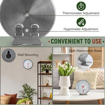 Indoor Outdoor Thermometer Hygrometer, Large Dial Waterproof Wall Mount - Accurate & Easy to Read for Home, Garden, Patio, Greenhouse, Farmhouse Decor by AXHHTVCGY